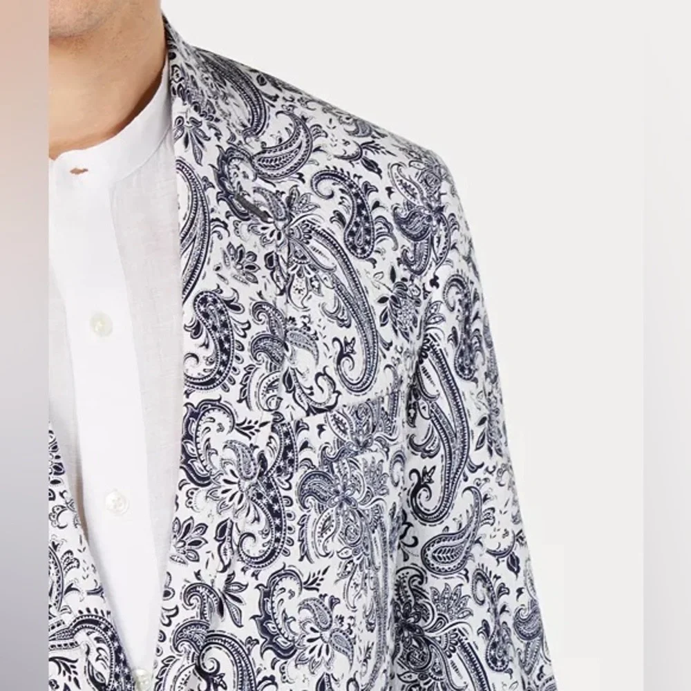 Tasso Elba Men's Paisley-Print Seersucker Sport Coat Size M NWOT